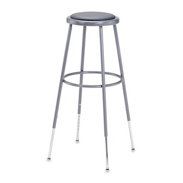Open in modal - National Public Seating Corp. Adjustable Padded Stool - 31" - 39" tall, Grey