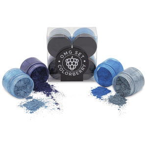 Colorberry OMG Pigment Set - Aqua, Set of 4, 25 g, Jars (Shown in and out of packaging)