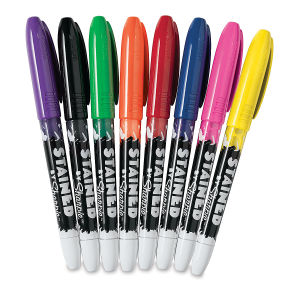Stained by Sharpie Brush Tip Fabric Markers - Set of 8 colors shown in a fan