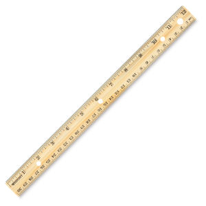 Westcott Wood Ruler Measuring Metric and 1/16" Scale - Hole-punched, 12"
