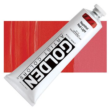Open in modal - Golden Heavy Body Artist Acrylic - Naphthol Red Light, 5 oz Tube and swatch