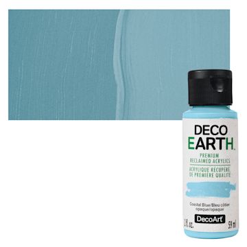 Open in modal - DecoArt DecoEarth Premium Reclaimed Acrylic Paint - Coastal Blue, 2 oz bottle with swatch