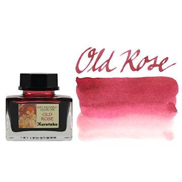Open in modal - Kuretake Ink-Café Art Nouveau Ink - Old Rose, 20 ml, bottle with swatch