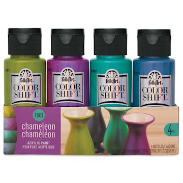 Open in modal - FolkArt Color Shift Paints Set - Chameleon, Set of 4, front of packaging