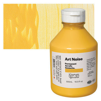 Tri-Art Art Noise Permanent Acrylic Gouache - Naples Yellow, 500 ml, Bottle with Swatch