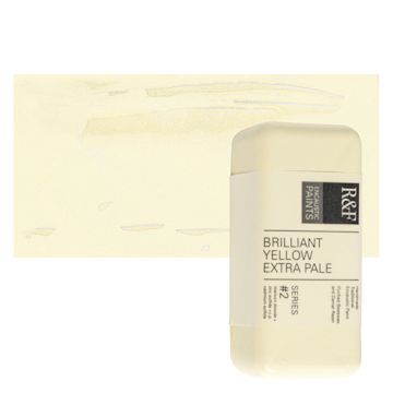 Open in modal - R&F Encaustic Paint Block - Brilliant Yellow Extra Pale, 104 ml block and swatch