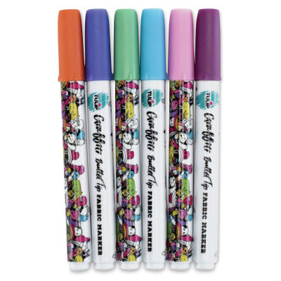 Tulip Graffiti Bullet Tip Fabric Markers - Bright, Set of 6 (Out of packaging)