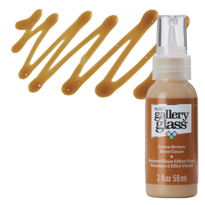 Gallery Glass Paint - Cocoa Brown, 2 oz swatch with bottle