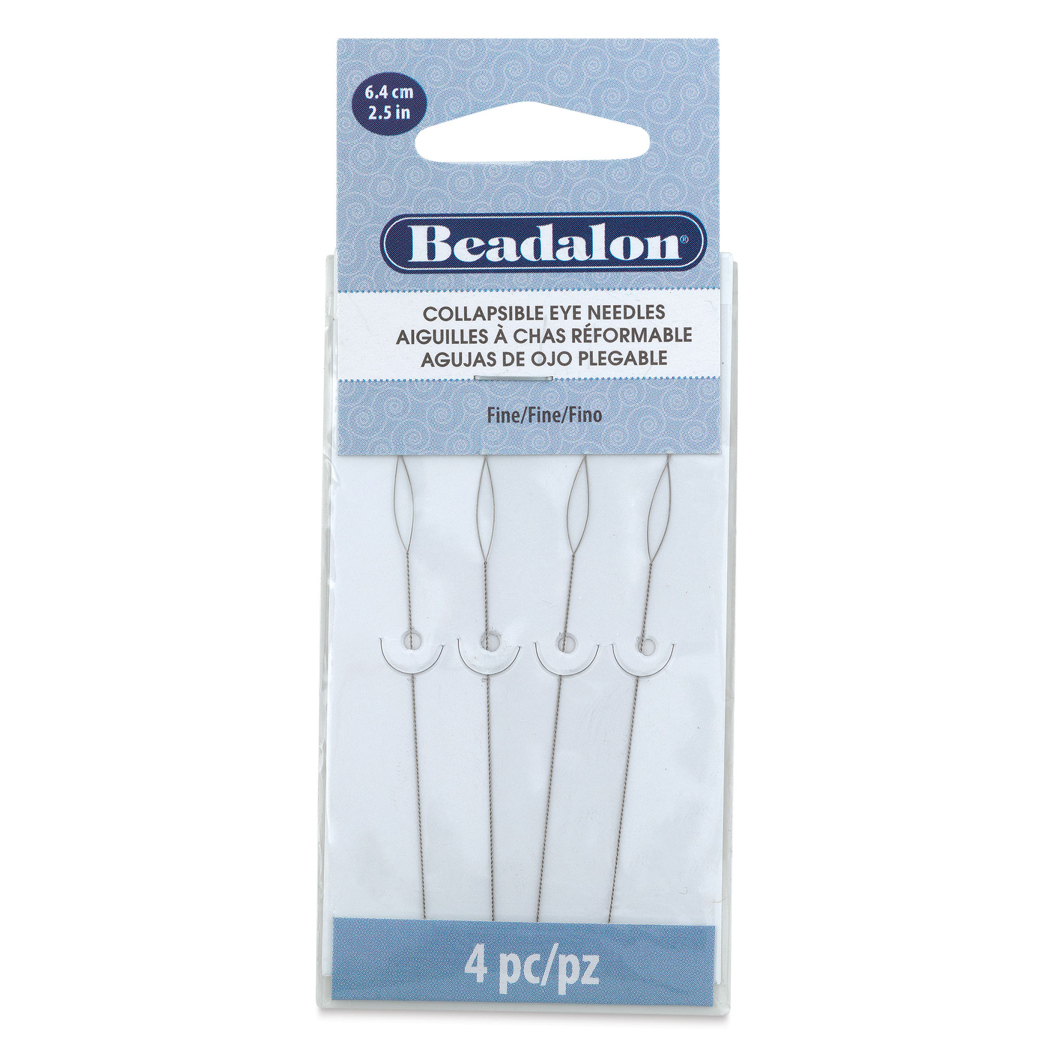 Beadalon Collapsible Eye Needles 2.5 4/Pkg Medium