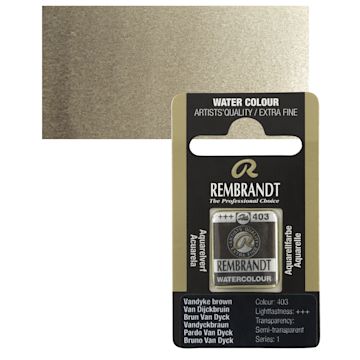 Open in modal - Rembrandt Watercolor Half Pan - Vandyke Brown pan and swatch