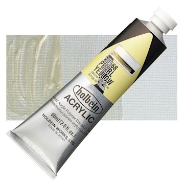 Open in modal - Holbein Heavy Body Artist Acrylic Paint - Pearl Yellow, 60 ml tube and swatch