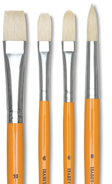 Isabey Chungking Interlocking Bristle Brushes - Closeup of 4 types of brushes