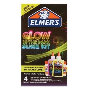 Elmer's Glow in the Dark Slime Kit, Purple and Yellow Colors - Front of Package