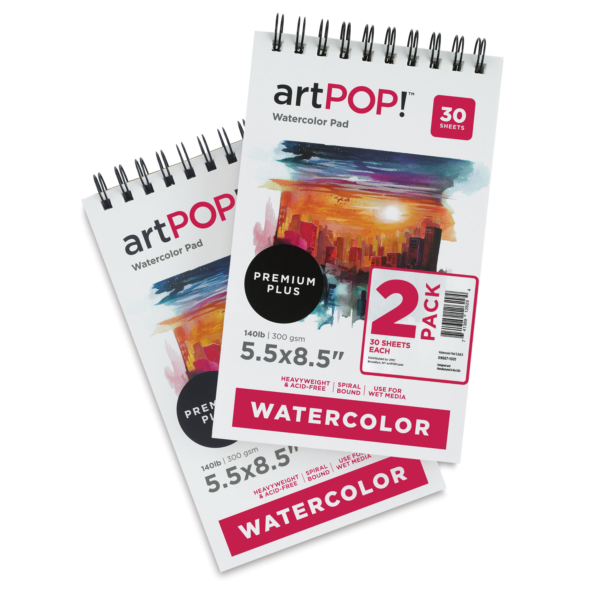 U.S. Art Supply 5.5 x 8.5 Premium Heavyweight Watercolor Painting Paper Pad, Pack of 3, 30 Sheets Each, 140lb (300gsm) - Spiral Bound, Cold