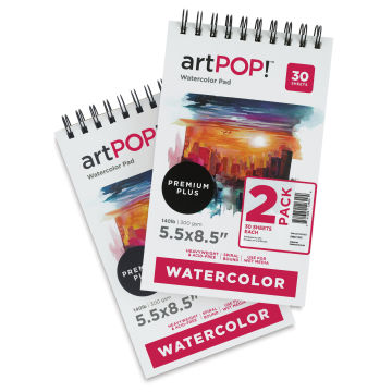 artPOP! Watercolor Spiral Bound Pads - 5-1/2" x 8-1/2", 30 sheets, Pkg of 2
