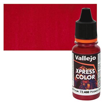 Open in modal - Vallejo Xpress Color Acrylic Paint - Cardinal Purple, 18 ml Bottle and Swatch