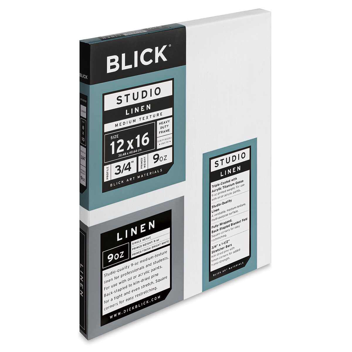 Blick Studio Linen Stretched Canvas - 18 x 24, Traditional 3/4 Profile