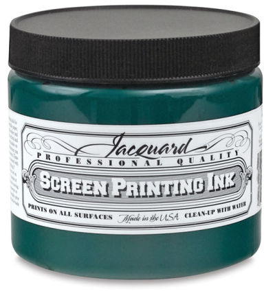 Jacquard Screen Printing Inks - Front view of Jar of Green Ink 