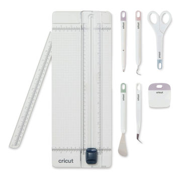 Cricut 13" Essential Tool Set - Component pieces of Tool set shown with trimmer