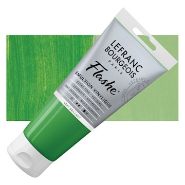 Open in modal - Lefranc & Bourgeois Flashe Vinyl Paint - Brilliant Green, 80 ml tube and swatch