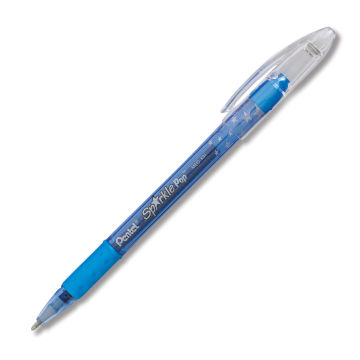 Pentel Sparkle Pop Pen - Single Blue/Green Color Changing pen shown uncapped
