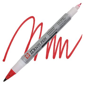 Open in modal - Sakura Identi-Pen Dual-Point Marking Pen - Red pen and swatch
