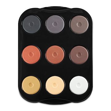 Open in modal - Richeson Tempera Cakes - Set of 9 with Tray, Multicultural Colors, Mini Cakes