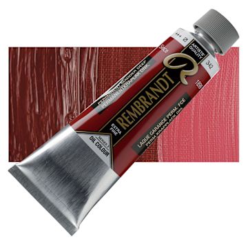 Open in modal - Rembrandt Artists' Oil Color - Permanent Madder Deep, 150 ml tube and swatch