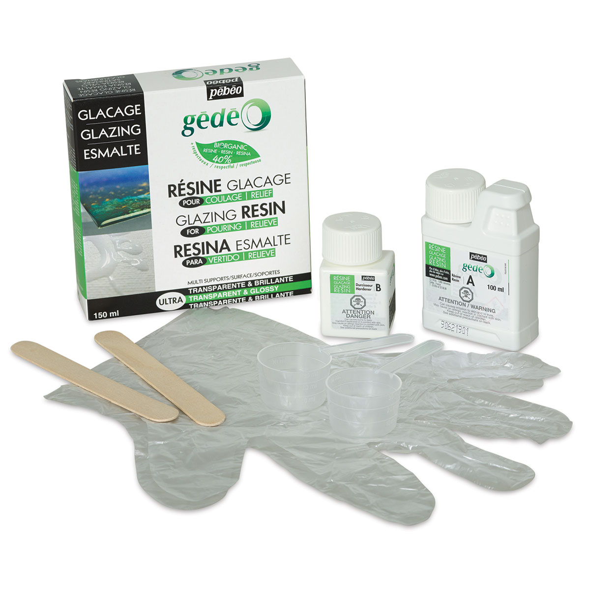  Pebeo Gédéo Kit Crystal 150 ML Transparent Epoxy Resin Glass  Paste Effect-Pébéo Cristal-for Inclusion, Casting, Moulding,  Varnishing-Wood & Other Ma, White, Model:766150US