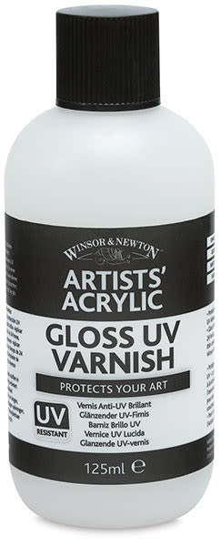 Winsor & Newton Artists' Acrylic UV Varnish - Front of bottle of Gloss Varanish