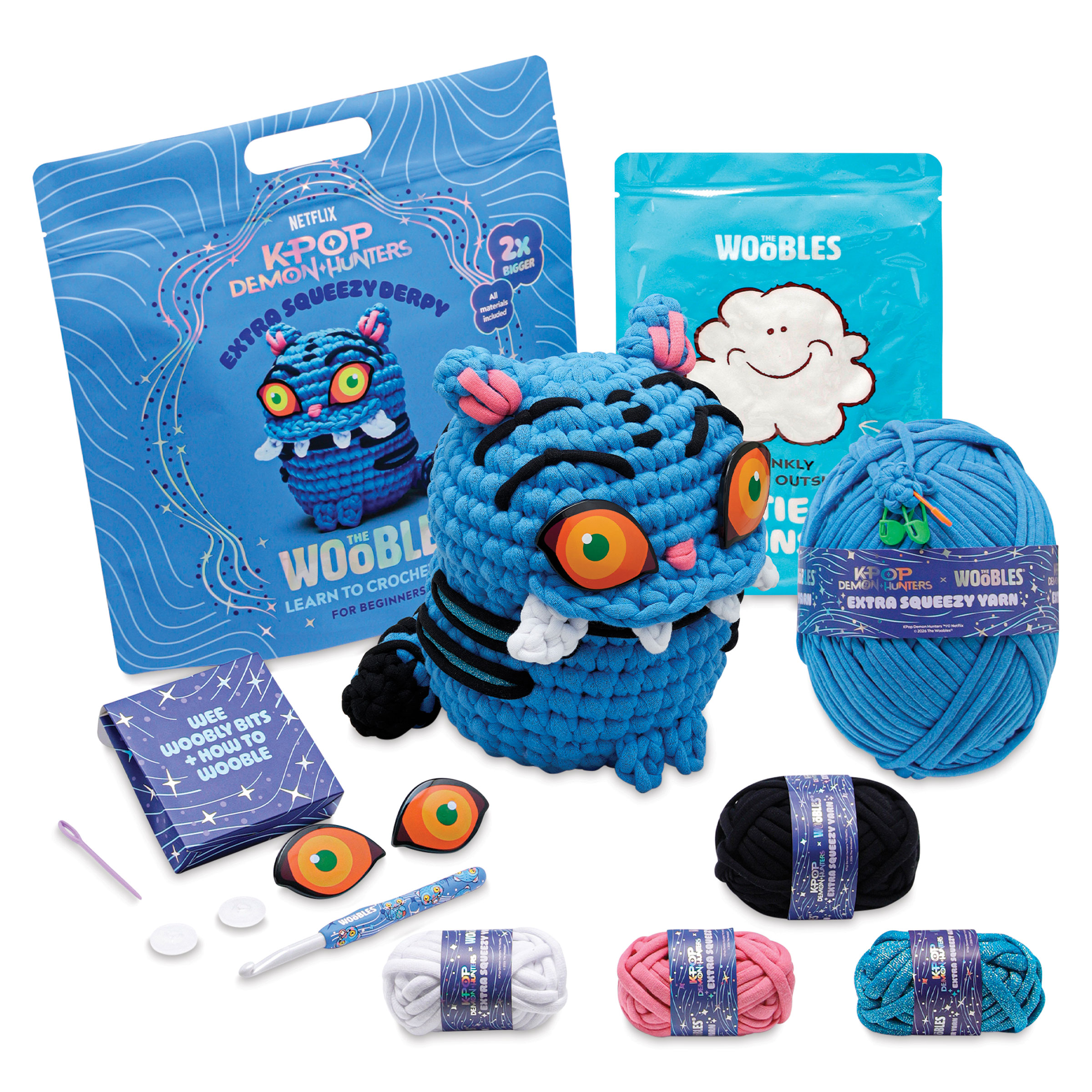 The Woobles Extra Squeezy Crochet Kit - Derpy the Tiger | BLICK