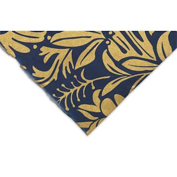 Open in modal - Black Ink Screenprinted Mulberry Paper - Corner of Midnight with Gold Moonflower design