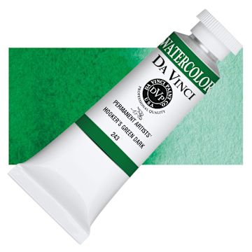 Open in modal - Da Vinci Artists' Permanent Watercolor - Hooker's Green Dark, 37 ml tube and swatch