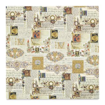 Open in modal - Black Ink Florentine Print Decorative Paper - Renaissance Manuscript, 12" x 12"