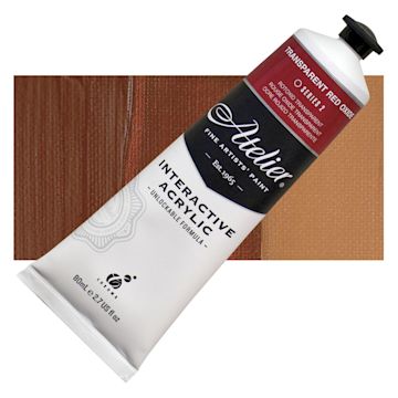 Open in modal - Chroma Atelier Interactive Artists' Acrylic - Transparent Red Oxide, 80 ml tube and swatch