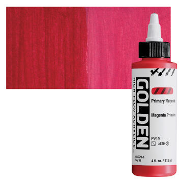Golden High Flow Acrylics - Primary Magenta, 4 oz bottle with swatch
