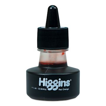 Open in modal - Higgins Dye-Based Drawing Ink - 1 oz, Red Orange, Non-Waterproof, Dye-Based Ink