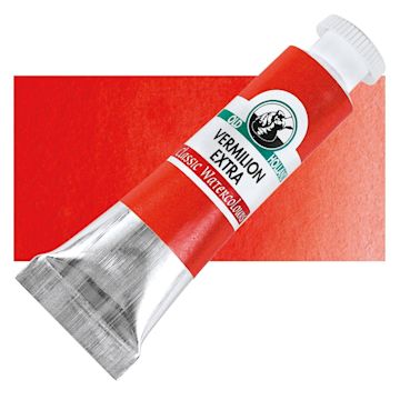 Open in modal - Old Holland Classic Artist Watercolor - Vermilion Extra, 6 ml tube and swatch