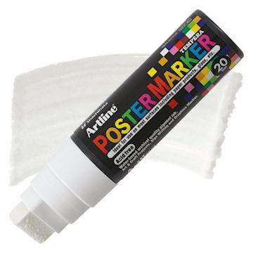 Open in modal - Artline Poster Markers - 20 mm Tip, White marker and swatch