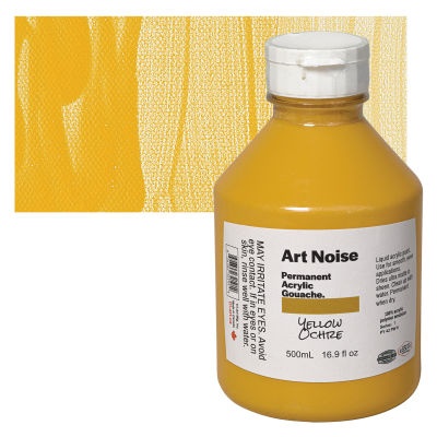 Tri-Art Art Noise Permanent Acrylic Gouache - Yellow Ochre, 500 ml, Bottle with Swatch