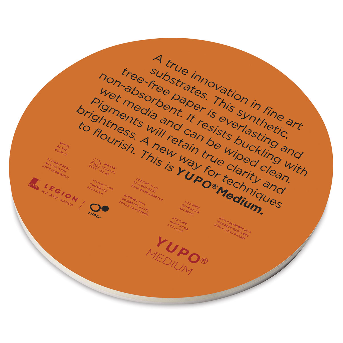 Legion Yupo Round Synthetic Paper 12", 10 Sheets BLICK Art Materials