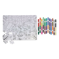 Faber-Castell Color By Number Puzzle - Camping (Unfinished puzzle with markers)