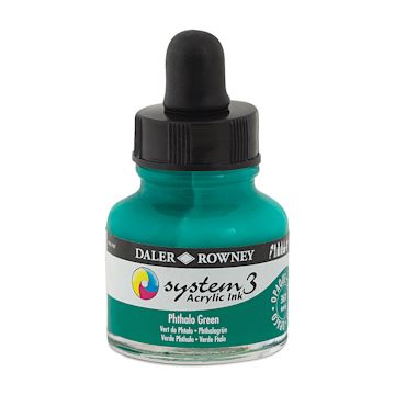 Open in modal - Daler-Rowney System3 Acrylic Ink - Phthalo Green, 1 oz