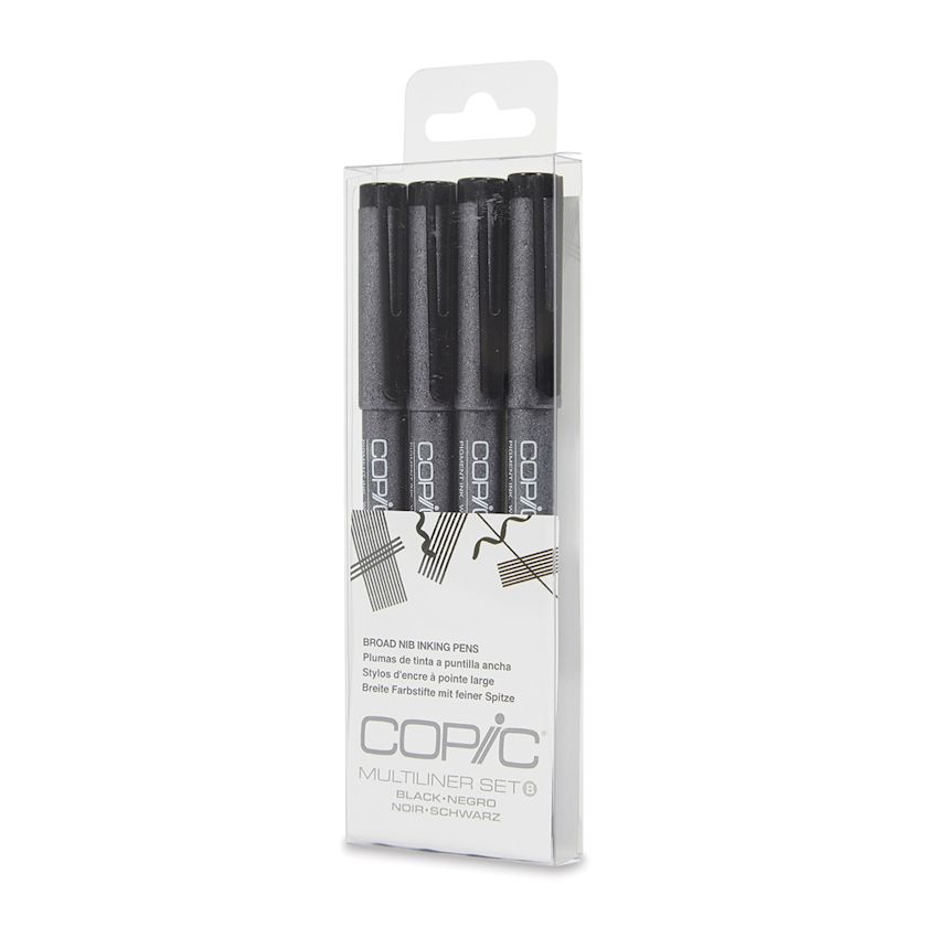 Copic Multiliner Pen Black, Broad Nibs, Set of 4 BLICK Art Materials