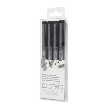 Copic Multiliner Pen - Black, Broad Nibs, Set of 4