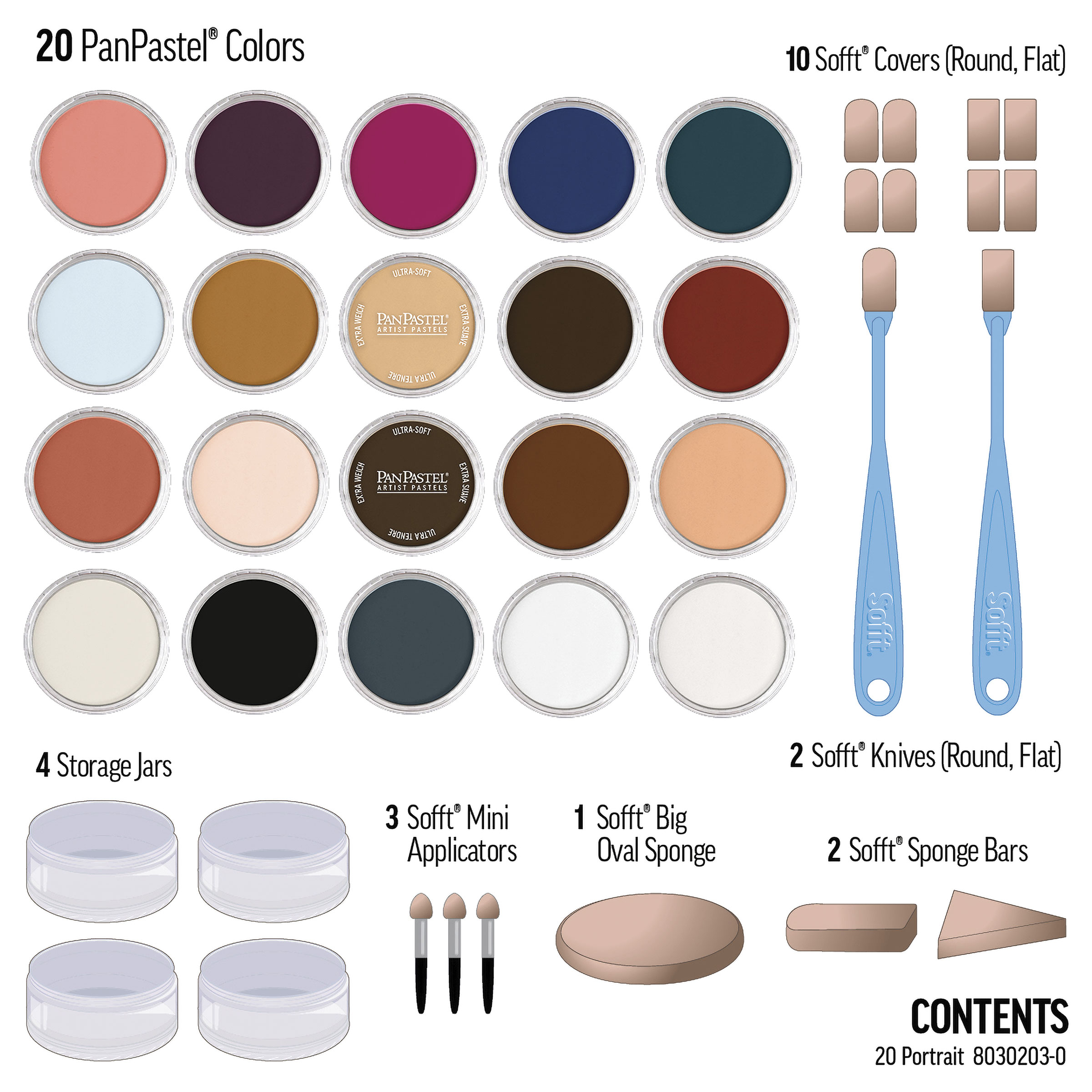 PanPastel Artists' Painting Pastels Set - Portrait Colors, Set of