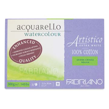 Open in modal - Fabriano Artistico Enhanced Watercolor Block - Extra White, Rough Press, 5" x 7"