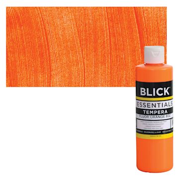 Open in modal - Blick Essentials Tempera - Fluorescent Orange, 8 oz bottle and swatch