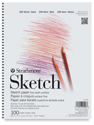 Strathmore 200 Series Sketch Pad - front cover of 8-1/2" x 11" pad, Wire Bound on Side 