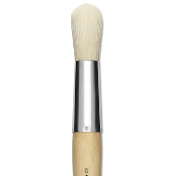 Open in modal - Silver Brush Silver Jumbo White Hog Bristle Brush - Round, Mid-Handle, Size 50, close-up
